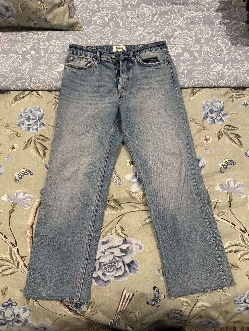 Zara Light Blue Straight-Leg Jeans